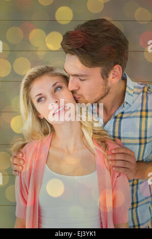 Zusammengesetztes Bild attraktives junges Paar lächelnd zusammen Stockfoto