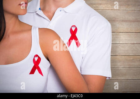 Zusammengesetztes Bild paar unterstützen aids Bewusstsein zusammen Stockfoto