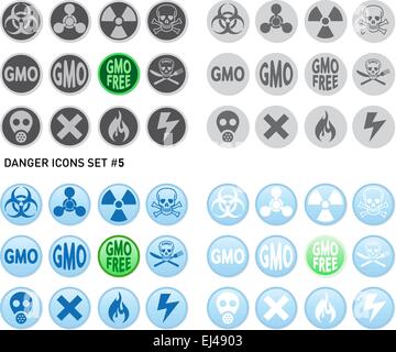 Satz von Symbolen für die gefährlichen und gefährlichen Produkt wie Strahlungen, Gifte, Giftstoffe oder Feuer und Strom Stock Vektor