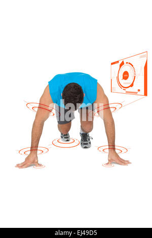 Zusammengesetztes Bild der entschlossene junge Mann tut Push Ups Stockfoto