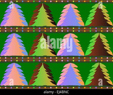 Nahtlose Weihnachtsbaum Muster Textur mit bunten Kugeln, Hintergrund, Tapete, Geschenkpapier oder Stoff Stock Vektor