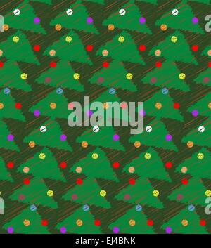 Nahtlose Weihnachtsbaum Muster Textur mit bunten Kugeln, Hintergrund, Tapete, Geschenkpapier oder Stoff Stock Vektor