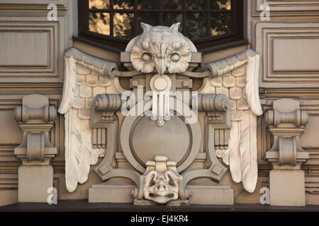 Jugendstil Mehrfamilienhaus (1903) vom russischen Architekten Mikhail Eisenstein Elizabetes Street in Riga, Lettland. Stockfoto