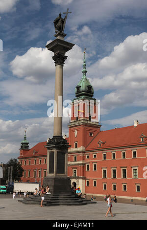 König Sigismund die Spalte und das Königsschloss in Warschau, Polen. Stockfoto