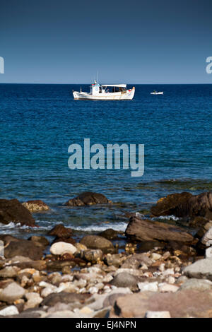 Molyvos Hafen in Molyvos in Lesbos, Griechenland. Stockfoto