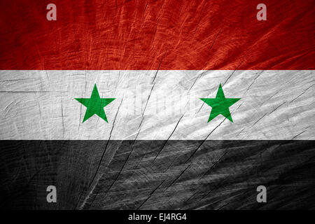 Syrien Flagge oder syrischen Banner auf Holz Textur Stockfoto