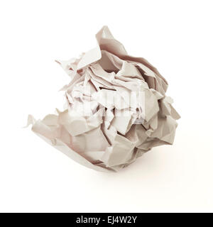 Graue gerillter Kugel auf weißem Hintergrund Stockfoto