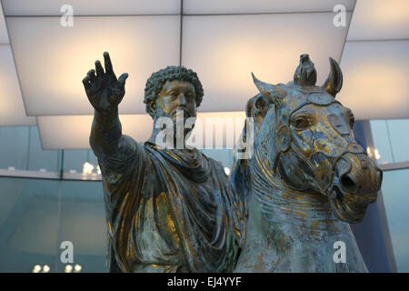 Reiterstatue des Marcus Aurelius (121-10 n. Chr.). Römischer Kaiser. 2. C. AD. Kapitolinischen Museen. Rom. Italien. Stockfoto