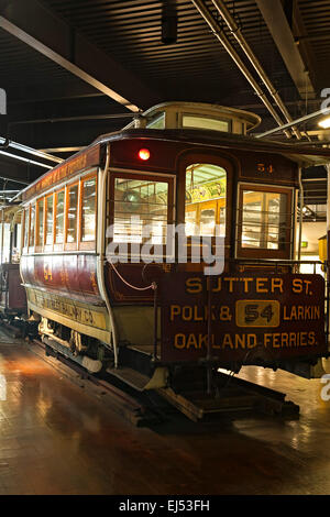 Seilbahn, San Francisco Cable Car Museum, San Francisco, Kalifornien USA Stockfoto