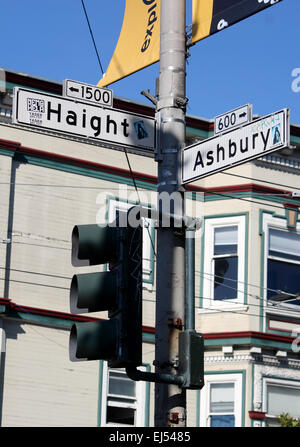 Der Road Signs aus der berühmten Viertel Haight Ashbury in San Francisco, USA. Stockfoto
