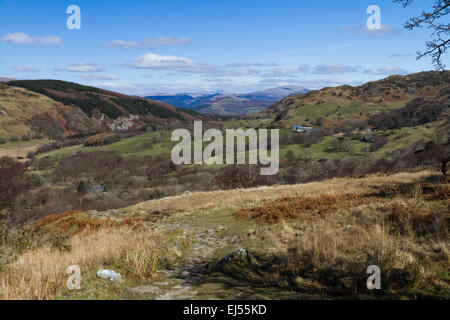 Blick auf dem Weg nach oben die Pony-Pfad auf Cadair Idris im südlichen Snowdonia, Nord-Wales Stockfoto