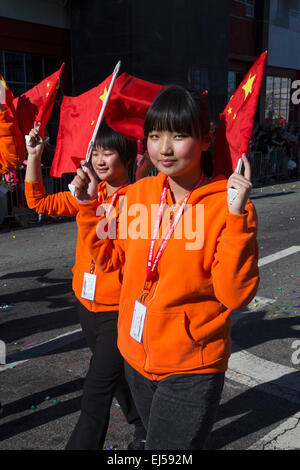 115. golden Dragon Parade, Chinese New Year, 2014, Jahr des Pferdes, Los Angeles, Kalifornien, USA Stockfoto