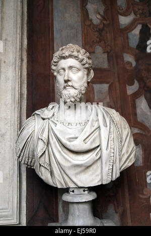 Marcus Aurelius (121-180 n. Chr.). Römischer Kaiser. Stoische Philosoph. Antonine Dynastie. Büste. Römische Nationalmuseum. Palast Massimo. Stockfoto