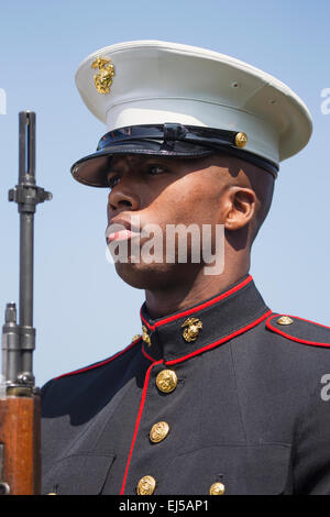 US-Marine an Aufmerksamkeit, Los Angeles National Cemetery jährliche Gedenkveranstaltung, 26. Mai 2014, California, USA Stockfoto