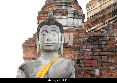 Status der Buddha am Wat Yai Chaimongkol in Ayutthaya, Thailand Stockfoto