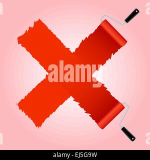 Rotes Kreuz-Symbol von Roller Pinsel, Vektor-illustration Stock Vektor