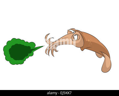 Vektor-Bild von lustigen Cartoon Niesen squid Stockfoto