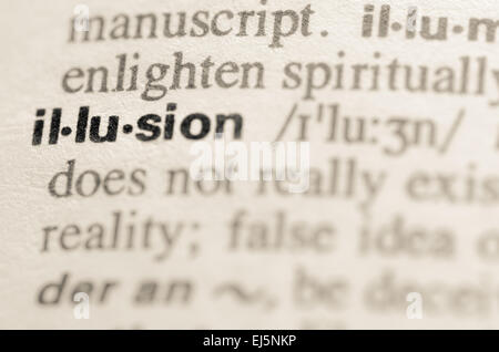 Definition des Wortes Illusion im Wörterbuch Stockfoto