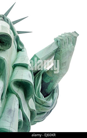 Nach oben auf die Statue of Liberty Hand hält ihr Buch, New York. Stockfoto