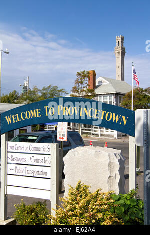 Willkommen in Provincetown Provincetown unterzeichnen. Cape Cod Massachusetts. Stockfoto