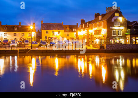 Fluß Frome in der Nacht fotografiert von Wareham Kai Dorset England UK Europe Stockfoto