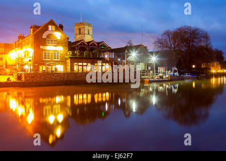 Fluß Frome in der Nacht fotografiert von Wareham Kai Dorset England UK Europe Stockfoto