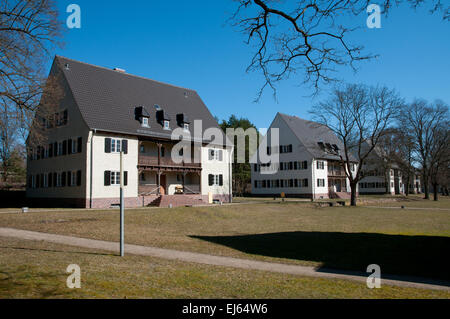 Jugendherberge Ravensbrück in Häusern, die früher von weiblichen SS-Wachen im KZ Ravensbrück Stockfoto