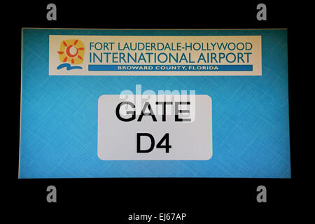 Flughafen-Gate-Schild am Fort Lauderdale-Hollywood International Airport, Florida Stockfoto