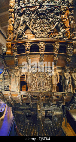 Stockholm - Vasa Schiff achtern Teil. Stockfoto