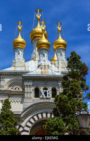 Russisch oder orthodoxen Kirche tagsüber, Genf, Schweiz Stockfoto