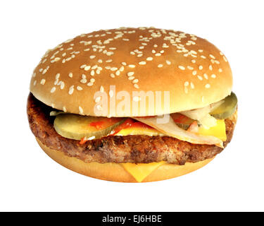 Große frische leckere Hamburger auf weißem Hintergrund Stockfoto