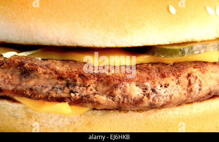 Makro frisch lecker Burger mit Fleisch Stockfoto