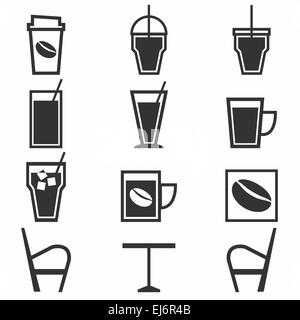 Kaffeegetränke Symbole in Coffee-Shop auf weißem Hintergrund, Lager Vektor Stock Vektor