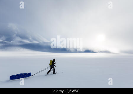 Skifahren, Wandern am Kebnekaise Berggebiet, Kiruna, Schweden, Europa, EU Stockfoto