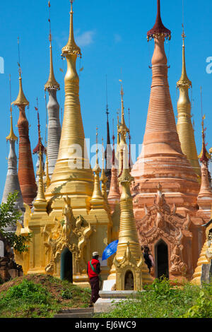 Indein Stupa Komplex, Inle-See, Myanmar Stockfoto