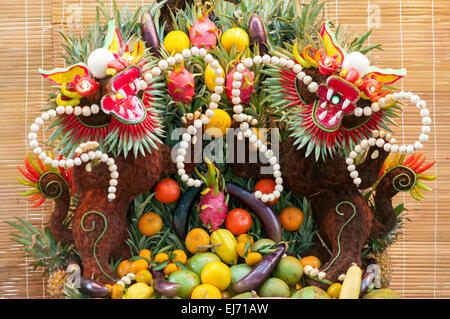 Obst und Gemüse in Vietnam. Kunst-installation Stockfoto