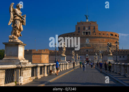 Ponte Sant ' Angelo, Burg Sant Angelo, Mausoleum des Hadrian, Rom, Latium, Italien Stockfoto