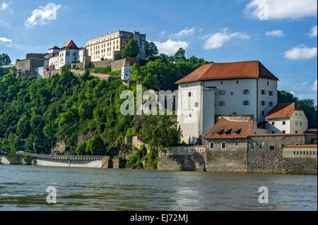 Veste Oberhaus Festung und Veste Niederhaus Festung, Donau, Altstadt, Passau, untere Bayern, Bayern, Deutschland Stockfoto