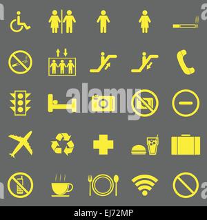 Öffentliche gelbe Symbole auf grauem Hintergrund, Lager Vektor Stock Vektor