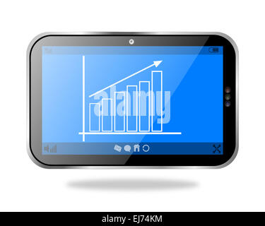 Tablet-PC zeigt ein Business Growth Chart Stockfoto