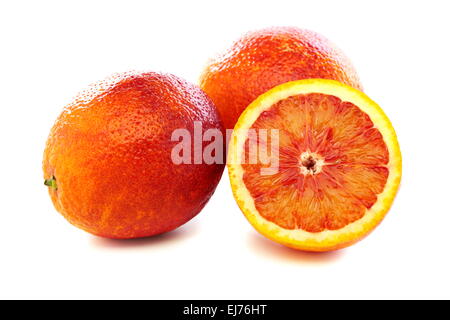 Voll und halb Blut rot Orangen. Stockfoto