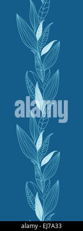 Blaue Bambus Blätter vertikale Musterdesign Grenze Stockfoto