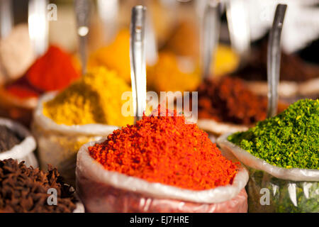 bunten Gewürzen, Anjuna Market, Anjuna, Goa, Indien, Asien Stockfoto