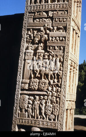 Stupa 1 oder große Stupa: Ost Torana, Traum der Maya. Sanchi, Dist einfache, Madhya Pradesh, Indien Stockfoto