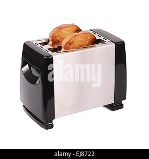 Silber Toaster isoliert auf weißem Hintergrund Stockfoto