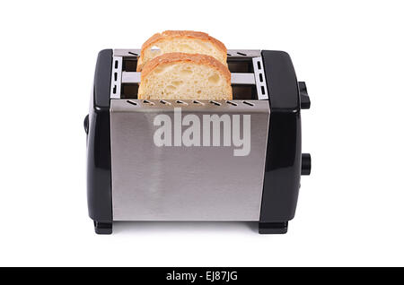 Silber Toaster isoliert auf weißem Hintergrund Stockfoto