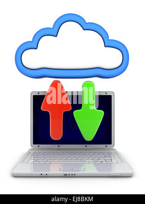 Symbol-Download und Upload zum cloud-Speicher (durchgeführt in 3d) Stockfoto