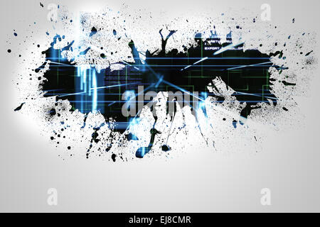 Spritzer auf Wand enthüllt Technologie Schnittstelle Stockfoto