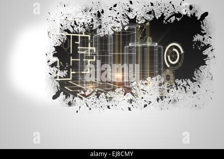 Spritzer auf Wand enthüllt Technologie Schnittstelle Stockfoto