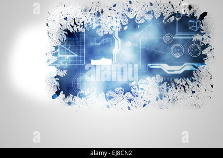 Spritzer auf Wand enthüllt Technologie Schnittstelle Stockfoto